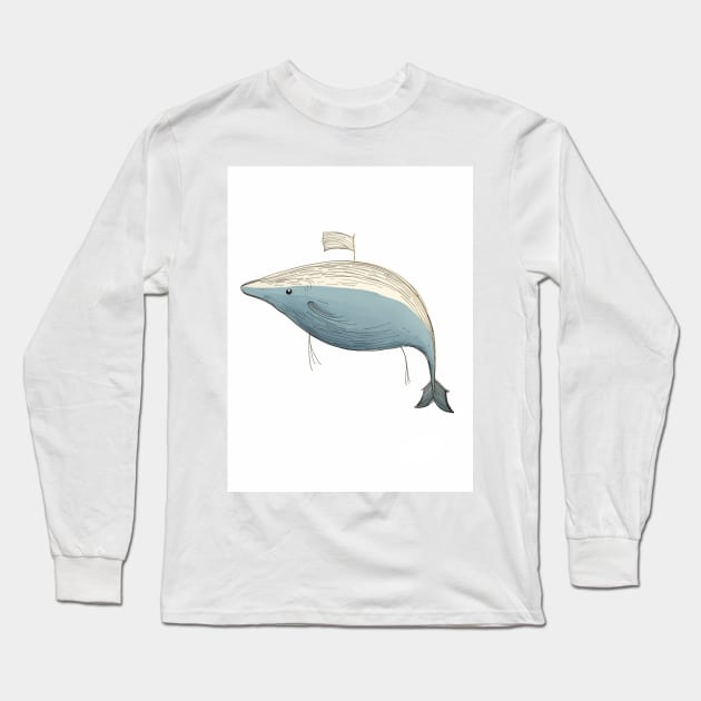 Dadaistic Art,Creative Child's Drawing - Whale Long Sleeve T-Shirt by saveasART